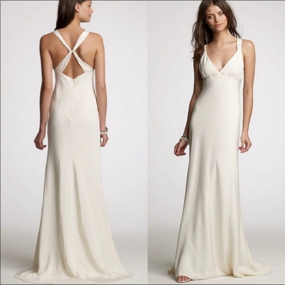 J. Crew Avery White Silk Tricotine Gown Wedding